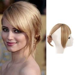 Clip in Pony Haarteile Oberkopf Ordentliches Fransen Haarteil Synthetisches Fake Bang Haarteil Clip in Bangs One Pieces mit Seitliche Franse Natürliche Bangs with Tempel Haarteile (108#Braun) von HSAJS