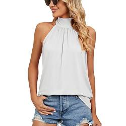 Damen Neckholder Tank Tops Ärmellose Elegant Sommer Top Basic Slim Fit Shirts Casual Lose T-Shirt Oberteile Einfarbig Shirt Tops Bluse von HSAJS