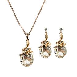 HSAJS Schmuckset für Damen und Mädchen 14KGold Plattiert Halskette Anhänger Ohrringe Set,Schmuck set mit Kristalle,Hochzeit Schmuck Set Brautschmuck Set für Frauen Geburtstagsgeschenke (Weiß) von HSAJS