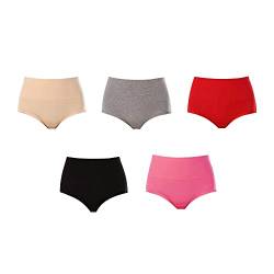 HSAJS Unterhosen Damen Stretch Hohe Taille Slips Weich Unterwäsche Atmungsaktiv Bequeme Taillenslip Pantys für Frauen Slips Mehrpack 5er Pack von HSAJS