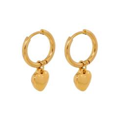 Ohrringe Damen Creolen Ohrringe Gold Hängend Herz mit Anhänger Hypoallergene Ohrringe Tropfen Creolen Ohrringe Damen Modeschmuck für Frauen und Mädchen von HSAJS