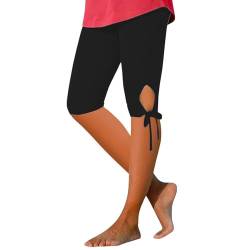 HSD Capri Leggings für Frauen, Knie Länge Capri Leggings Gym Sporthose Leggings 2024 Sommer Cropped Pants Casual Solid Comfy Capris (B-Black, M) von HSD