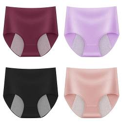 HSD Damen Perioden Unterwäsche hoch taillierte große Waschbar Baumwolle Menstruation Unterwäsche für die Periode Mädchen 4er Pack (B-D, XXXXXL) von HSD