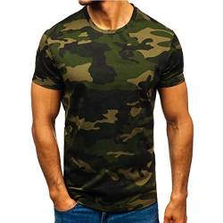 HSD Herren Sommer T-Shirt Camouflage Kurzarm Shirt Sportshirt Trainning Shirts Klassisch Casual Tee (1-Army Green, L) von HSD
