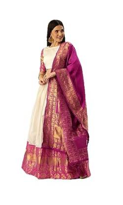 HSD Lehenga Choli mit Dupatta Indische Hochzeit Party tragen Lehenga für Frauen voll genäht, pink / weiß, Large von HSD