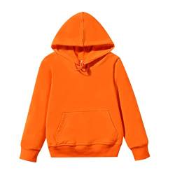 Jungen und Mädchen Basic Kids Hoody Kapuzenpullover,Sweatshirt mit Kapuze und Langen Ärmeln (Orange #2, 6-7 Years) von HSD