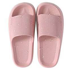 HSHAPAY Hausschuhe für Damen und Herren, Strandrutschen, rutschfest, leicht, offener Zehenbereich, Duschschuhe, schnell trocknend, extra dicke Sandalen, rose, 37/38 EU von HSHAPAY