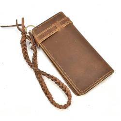 HSHTTKL Portemonnaie Vintage-Geldbörse, großes Fassungsvermögen, Pferd, echtes Leder, Bifold-Leder, Taschengriff, Tasche, Multi-Kartenhalter, Münzfach Kompakt von HSHTTKL