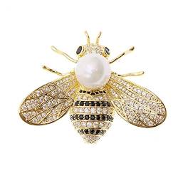 Honigbiene Broschen Kristall Insekt Themen Bienenbrosche Tiermode Muschel Perle Brosche Pin Gold Tone von HSQYJ