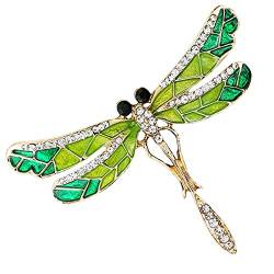 Libelle Kristall Emaille Brosche Gold Ton Insekt Tier Anstecknadel Modeschmuck Anzug Broschen Zubehör für Frauen Männer von HSQYJ