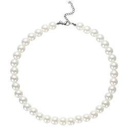 HSWYFCJY Damen Perlen kette Weiß Runden Imitation Perlen Halskette Perlenkette für Hochzeit Party 18 Zoll 12mm von HSWYFCJY