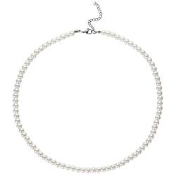 HSWYFCJY Damen Perlen kette Weiß Runden Imitation Perlen Halskette Perlenkette für Hochzeit Party 18 Zoll 6mm von HSWYFCJY