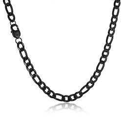 HSWYFCJY Figaro Kette Herren Schwarz kette Männer Edelstahl Kette Schmuck Halskette für Junges Geschenk 9mm, 22 Zoll von HSWYFCJY