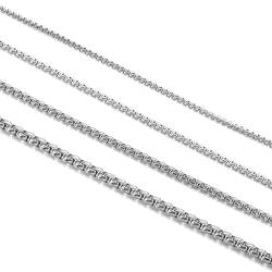 HSWYFCJY Herren Demen Edelstähle Halsketten Silbrig Venezianierkette Box Halsketten Link Collier Erbskette Breite 2.5mm Längen 60CM von HSWYFCJY