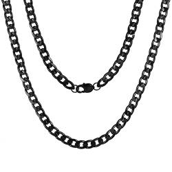 HSWYFCJY Herren Schwarz Panzerkette Kette Halskette, Männer Kubanische Edelstahl Kette,Cuban Chain Halskette für Männer, Breite 9MM, 22Zoll… von HSWYFCJY