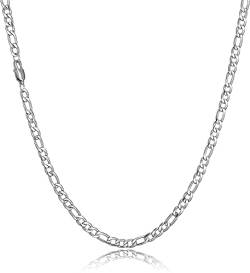 HSWYFCJY Silber Figaro Kette Männer Kette Halskette Edelstahl Herren Ketten Schmuck Halskette für Männer Geschenk 5mm, 22 Zoll von HSWYFCJY