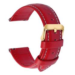 Uhrenarmband, 18/20/22/24 mm Schnellverschluss-Uhrenarmband aus echtem Leder for Herren und Damen, Armband mit Dornschließe (Color : Red Gold_18mm) von HTFKFW