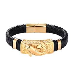 HTMRZ 1 Stück Lederarmband Gold Easy Hook Totem/Delphin/Krokodilmuster Schmuck-TZ-1755,23cm von HTMRZ