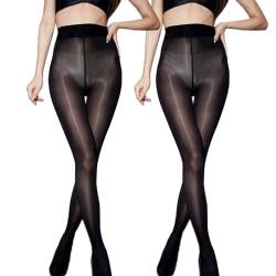 HTRUIYATY 2 Paar Strumpfhosen Glänzende Damen Feinstrumpfhose Hoher Taille Strumpfhose 8D Transparente Sexy Dessous Damen von HTRUIYATY