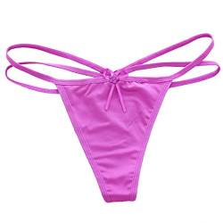 HTRUIYATY Damen String Tanga mit Sexy Riemchen High-Stretch Ultra-Silky Low Rise Thong Violett von HTRUIYATY