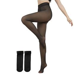 HTTOAR Damen-Fleece Tights, Thermo Strumpfhose,Thermo-Leggings mit Hoher Taille, Wird mit einem Paar dicken Plüsch-Thermosocken geliefert von HTTOAR