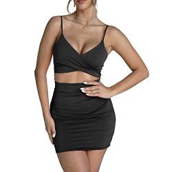 HTTOAR Damen Sexy Slim Kleid Bodycon Kleid Neckholder Mini Kleid Party Kleid Cocktailkleider Kurze Damen Abendkleider Ärmellos Hollow Out Tight Club Kleid von HTTOAR