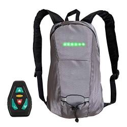 HTYG Fahrrad Rucksack mit LED Blinker Sicherheits-Drahtlose Fernbedienung USB Wiederaufladbarer-Einstellbare Richtungen-Outdoor Sports Daypack Für Nacht Radfahren Sicherheit (Grau) von HTYG