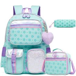 HTgroce Mehrfachtasche Mädchen Schultasche Schulrucksack Kinder Niedlich Rucksack 3 Teile Set Schulrucksack mit Lunchpaket Tasche Mäppchen 3pcs von HTgroce