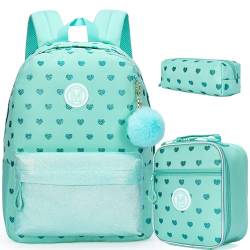 HTgroce Schulrucksack Rucksack Grüner Freizeitrucksack Daypacks Backpack für Mädchen & Kinder mit der Großen Kapazität Kinderrucksack mädchen 8 Jahre von HTgroce