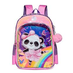 HTgroce Schultasche Mädchen 1. klasse, Schulrucksack für Mädchen, Schulranzen für Kinder mit ergonomisch geformter Rücken Panda von HTgroce