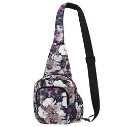 HUA ANGEL Kleine Schultertasche, tägliche Brusttasche, Tagesrucksack, Cross-Body-Rucksack mit verstellbaren Trägern für Reisen, Sport, Wandern, Getrocknete Rosen, Einheitsgröße, Sling Rucksäcke von HUA ANGEL