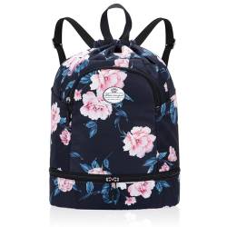 HUA ANGEL Leichter Rucksack Mit Kordelzug Sportrucksack Damen Mit Schuhfach Und Nassfach Wasserdichter Beutel Mit Kordelzug Für Reise Schwimm Training Beach Yoga Basketball FußBall von HUA ANGEL