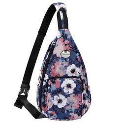 HUA ANGEL Stylisch Brusttasche Crossbody Bag Leichter Blumenmuster Rucksack Damen Wasserdicht Klein Sling Bag Brusttasche UmhäNgetasche Damen Mit Flaschenfach FüR Reisen Sportlich Wandern von HUA ANGEL