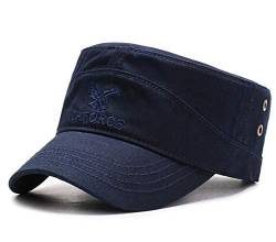 HUA YANG Herren Army Cap Baseball Caps Military Flat Cap Kappe Verstellbar Vintage Baumwolle Sun Mütze (Blau) von HUA YANG