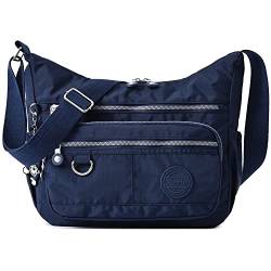 HUAERYOUYUE Schultertasche Damen Umhängetasche Wasserdichte Mode Reisetasche Leicht Seitentasche Lässige Sporttasche Büchertasche Taschen für Freizeit (Blau Groß) von HUAERYOUYUE