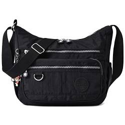 HUAERYOUYUE Schultertasche Damen Umhängetasche Wasserdichte Mode Reisetasche Leicht Seitentasche Lässige Sporttasche Büchertasche Taschen für Freizeit (Schwarz Groß) von HUAERYOUYUE