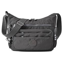 HUAERYOUYUE Umhängetasche Damen Reisetasche Wasserdichte Schultertaschen Mode Seitentasche Lässige Büchertasche Leicht Taschen Sporttasche für Freizeit (Grau Groß) von HUAERYOUYUE