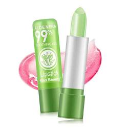 Aloe Vera Lippenstift Magic Temperature Farbwechsel Lippenbalsam Feuchtigkeitsspendend langlebig nahrhaft beruhigendes Make-up Lipgloss von HUANG