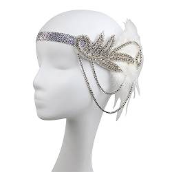 HUANIZI Flapper-Stirnbänder mit Federn, 1920er-Jahre-Kopfschmuck für besondere Anlässe, Hochzeit, Verlobung, Nacht, Kopfbedeckung, Haarstyling von HUANIZI
