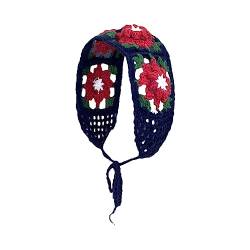 HUANIZI Häkel-Stirnband, ausgehöhltes Haar-Halstuch, Raffhalter, Kopfband, ethnischer Stil, Blumenmuster, Turban für Mädchen, Foto-Requisiten von HUANIZI