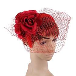 HUANIZI Vintage-Fascinator-Stirnband, exquisite Rose, für Teeparty, Hochzeit, Kostüm, Pillbox, Hut, Dame, Kopfbedeckung für Beerdigung/Hochzeit von HUANIZI