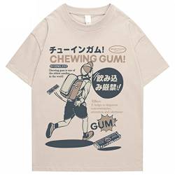 Hip Hop Herren T Shirt Streetwear Japanisches Kanji T Shirt 2022 Sommer Kurzarm T Shirt Baumwolle Harajuku Tees-Khaki, L von HUANLE
