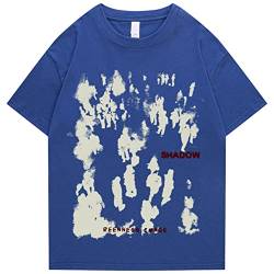 Sommer Herren Kurzarm T-Shirts Hip Hop Menschen Schatten Print T Shirts 2022 Streetwear Harajuku Casual Tops T-Shirts - Blau, L von HUANLE