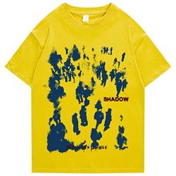 Sommer Herren Kurzarm T-Shirts Hip Hop Menschen Schatten Print T Shirts 2022 Streetwear Harajuku Casual Tops T-Shirts - Gelb, S von HUANLE
