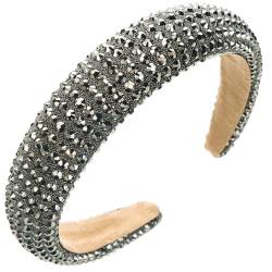 1 Stück Kristallverzierte Stirnbänder Breites Strass-Haarband Bling Diamant-Haarbänder Rutschfeste Perlen-Stirnbänder für Frauen (black13a) von HUANMAYE