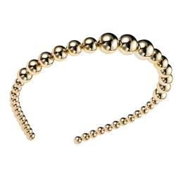 1 Stück Kristallverzierte Stirnbänder Breites Strass-Haarband Bling Diamant-Haarbänder Rutschfeste Perlen-Stirnbänder für Frauen (goldbeads13a) von HUANMAYE