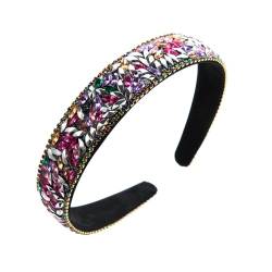 1 Stück Kristallverzierte Stirnbänder Breites Strass-Haarband Bling Diamant-Haarbänder Rutschfeste Perlen-Stirnbänder für Frauen (rainbow13a) von HUANMAYE