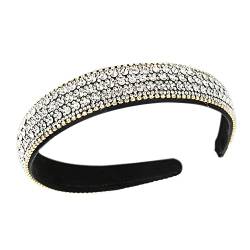 1Pcs Strass Stirnbänder Glitter gepolstertes Haar Zubehör Kristall verschönert Perlen Haar Bands breite Kopfbedeckung für Frauen Mädchen (Crystal2DE) von HUANMAYE