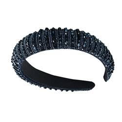 1Pcs Strass Stirnbänder Glitter gepolstertes Haar Zubehör Kristall verschönert Perlen Haar Bands breite Kopfbedeckung für Frauen Mädchen (TibetanDE) von HUANMAYE