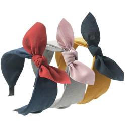 3Pcs Breite Stirnband Französisch Bow Knot Haar Hoop Stoff Anti-Rutsch Kopfbedeckungen elastische Twist Haar Zubehör Alice Haar Bands für Frauen Uk (SolidEarsDE) von HUANMAYE